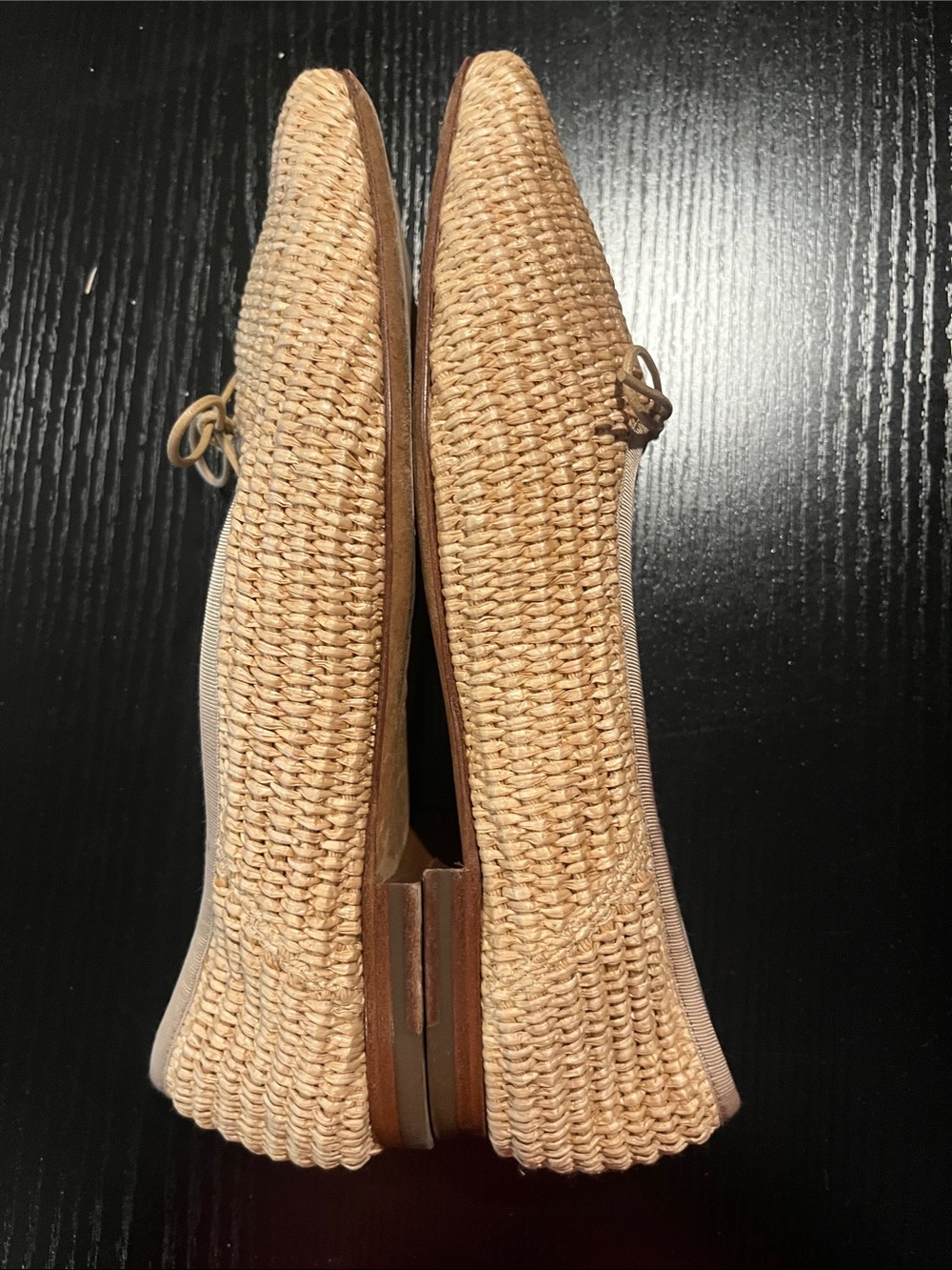Mansur Gavriel Natural Beige Woven Square-Toe Ballet Flats - Picture 6 of 7